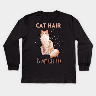 Cat hair is my Glitter - American Curl Cat Kids Long Sleeve T-Shirt